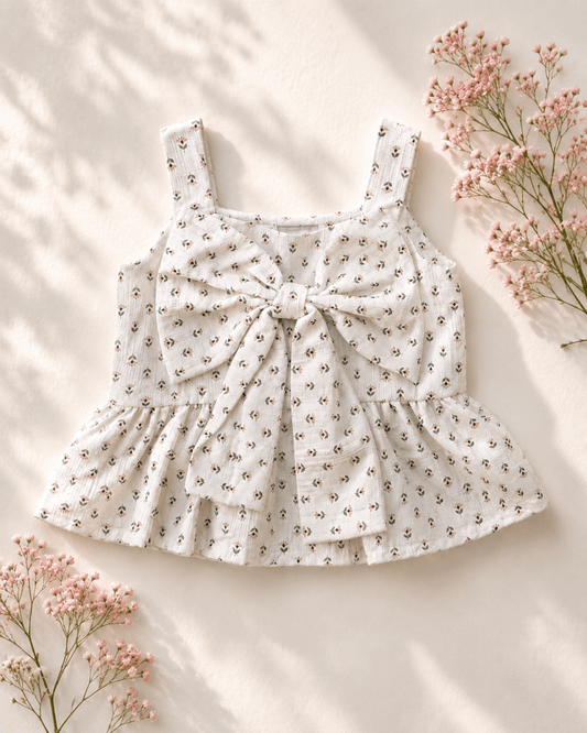 Tilly Bow Front Top - Cottage Rose