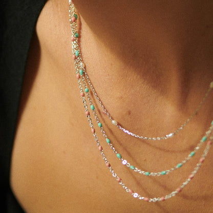 Treasures Turquoise Beaded Necklace Sterling Silver