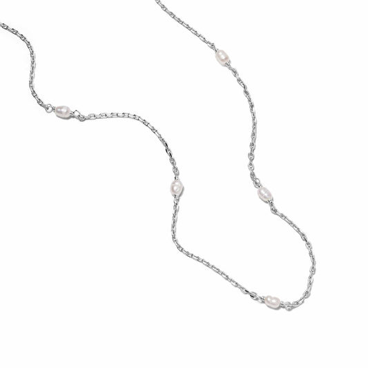Seed Pearl Chain Necklace Sterling Silver