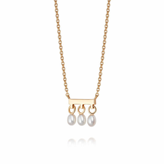 Treasures Seed Pearl Trio Necklace 18ct Gold Plate