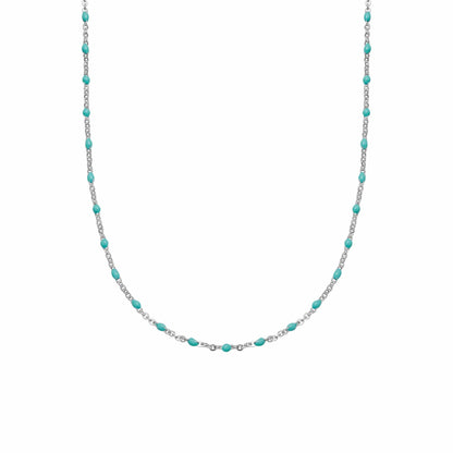 Treasures Turquoise Beaded Necklace Sterling Silver