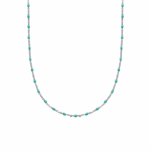 Treasures Turquoise Beaded Necklace Sterling Silver
