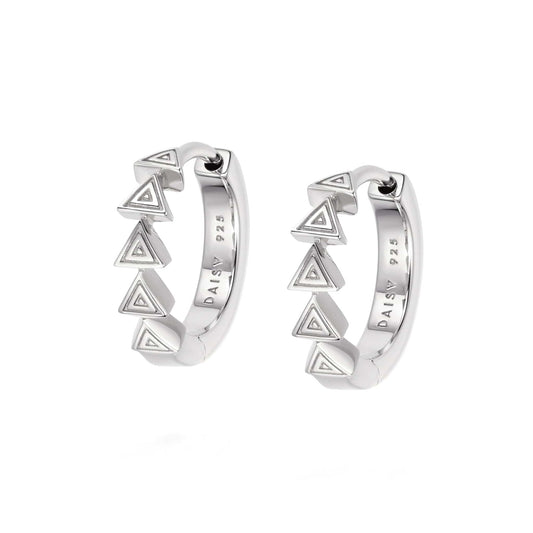 Triangle Huggie Hoop Earrings Sterling Silver