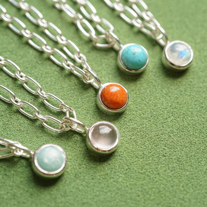 Turquoise Chunky Healing Stone Necklace Sterling Silver