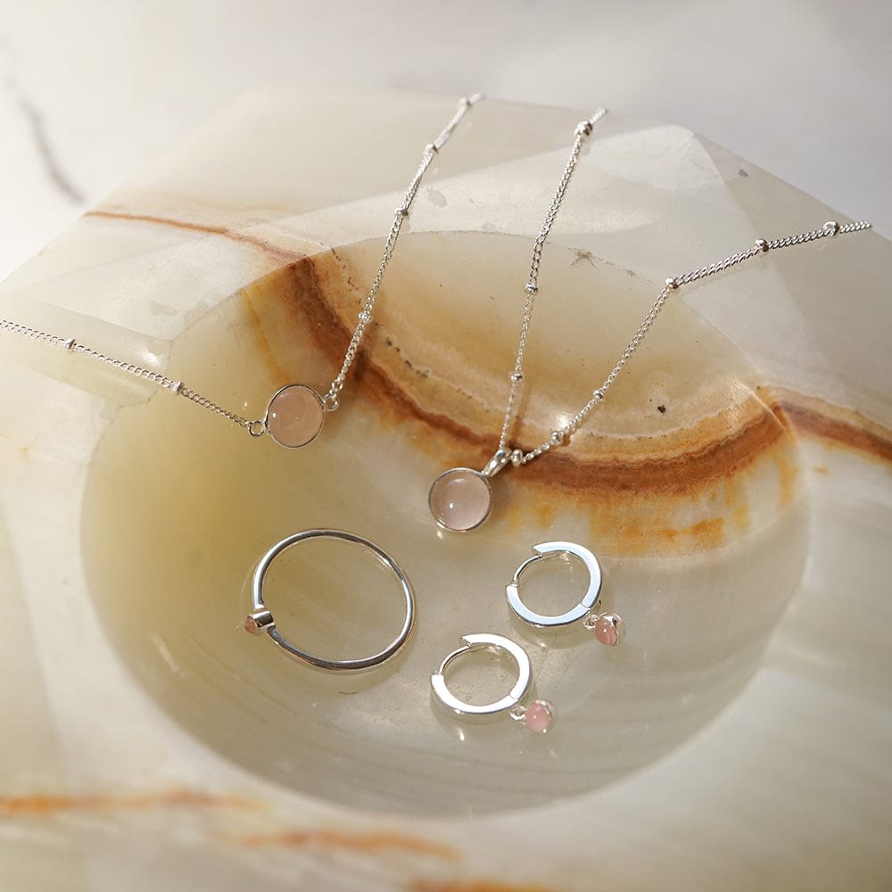 Rose Quartz Healing Stone Necklace Sterling Silver