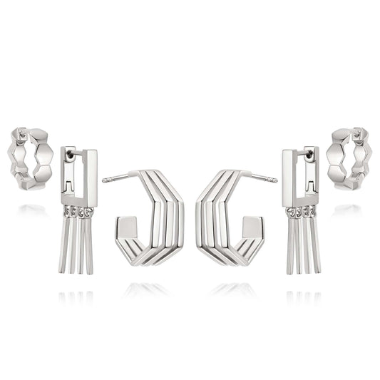Ultimate Silver Siren Huggie Earring Stack