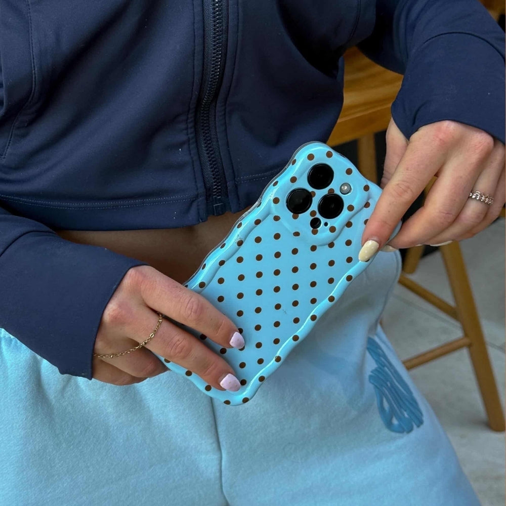 Wavy Phone Case - Powder Blue Polka Dot