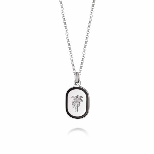 Palm Enamel Necklace Sterling Silver
