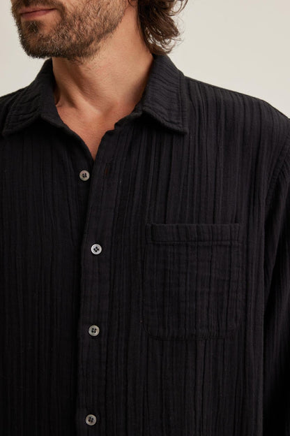 ELTON COTTON GAUZE BUTTON-UP SHIRT